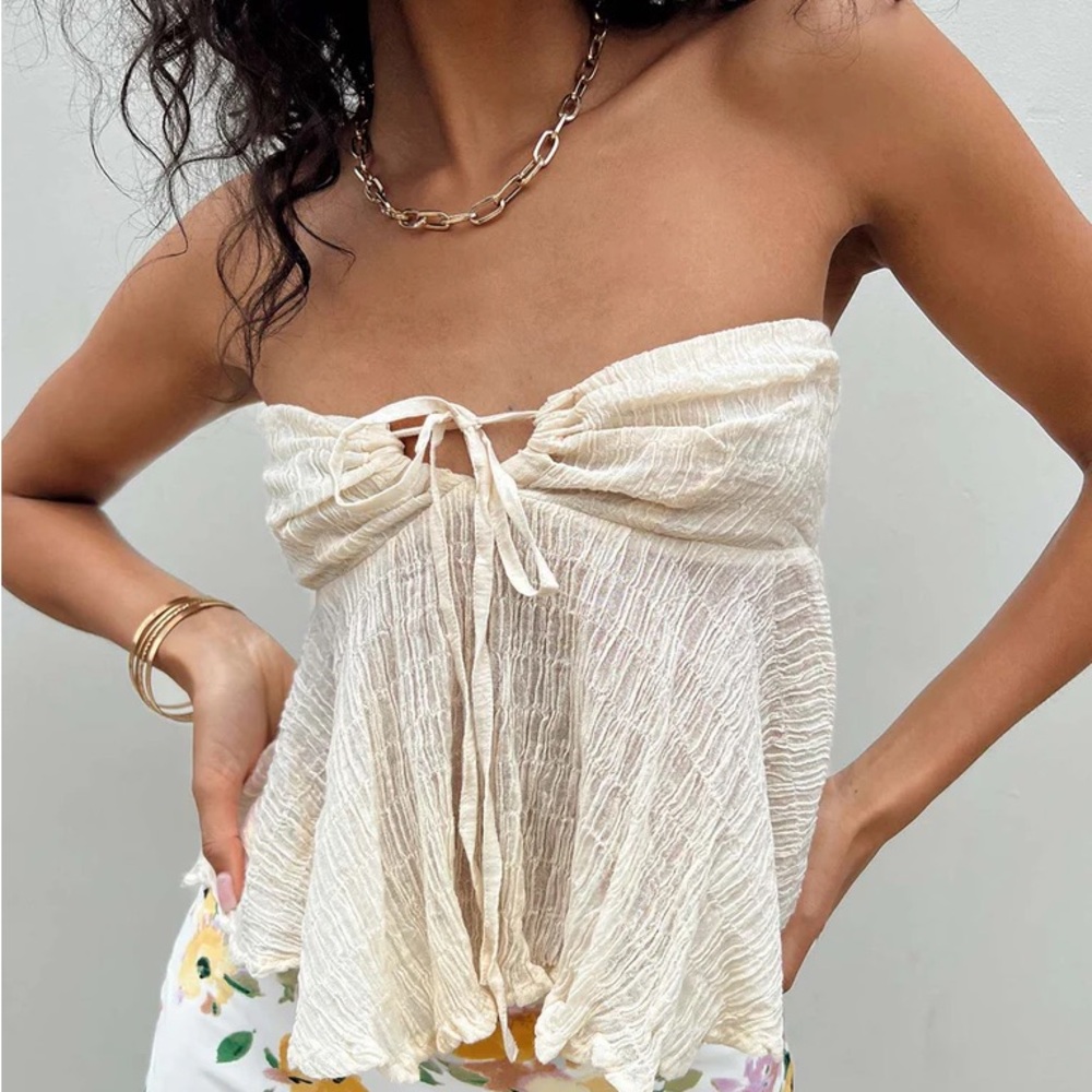 Princess Polly LONG SUMMER NIGHTS TOP IVORY LOW IMPACT